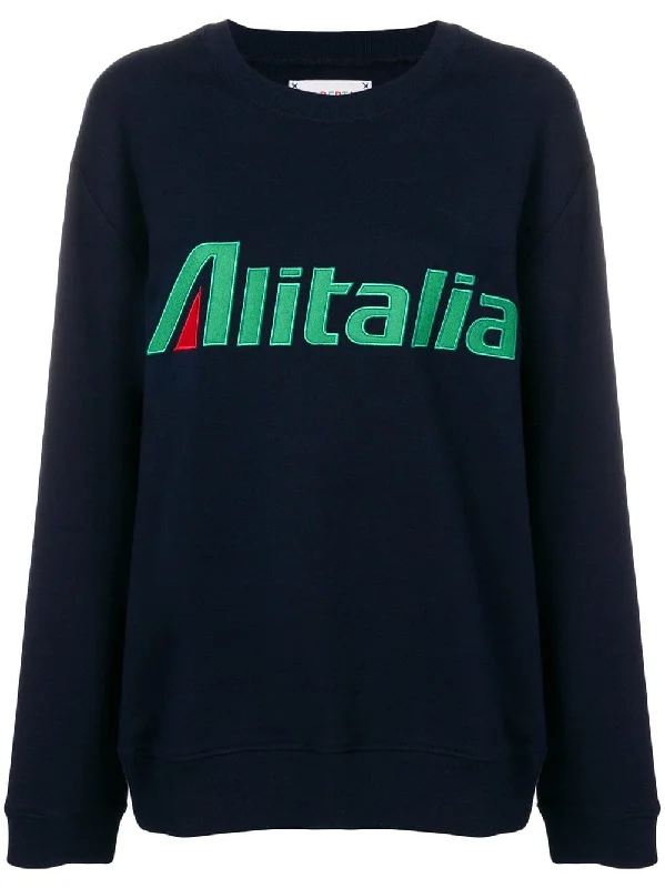 Alitalia patch sweatshirt Hoodie with Hidden Zipper Minimalist Clean