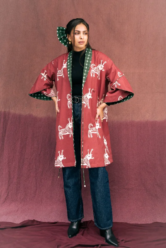Gond Reversible Kimono Jacket Insulated Jacket Fitted Jacket Loose Jacket