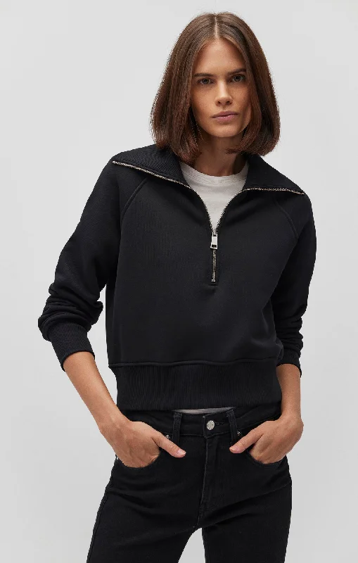 QUARTER ZIP SWEATSHIRT IN BLACK Hoodie with Tie-Dye Psychedelic Retro