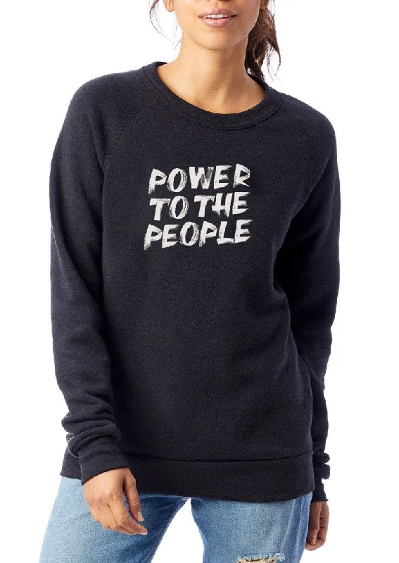 'Power To The People'  Unisex Soft-Fleece Sweatshirt - Black Hoodie with Elastic Cuffs Stretchable Comfortable