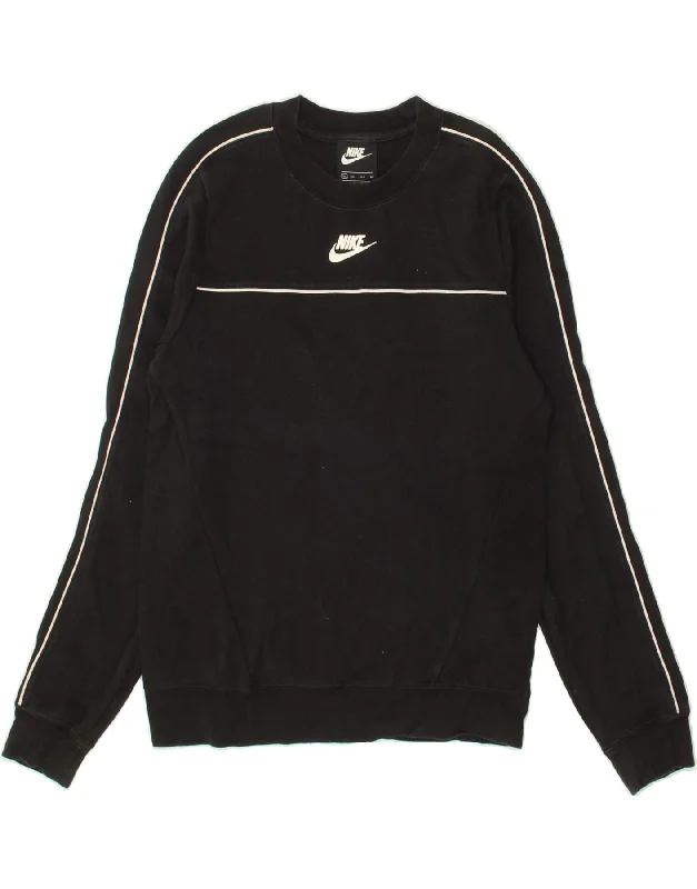 NIKE Womens Sweatshirt Jumper UK 6 XS Black Cotton Hoodie with Magnetic Closure Innovative Modern