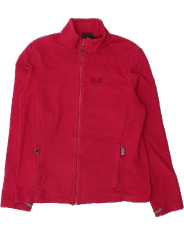 JACK WOLFSKIN Womens Fleece Jacket UK 18 XL Pink Polyester Denim Fabric Leather Fabric Suede Fabric