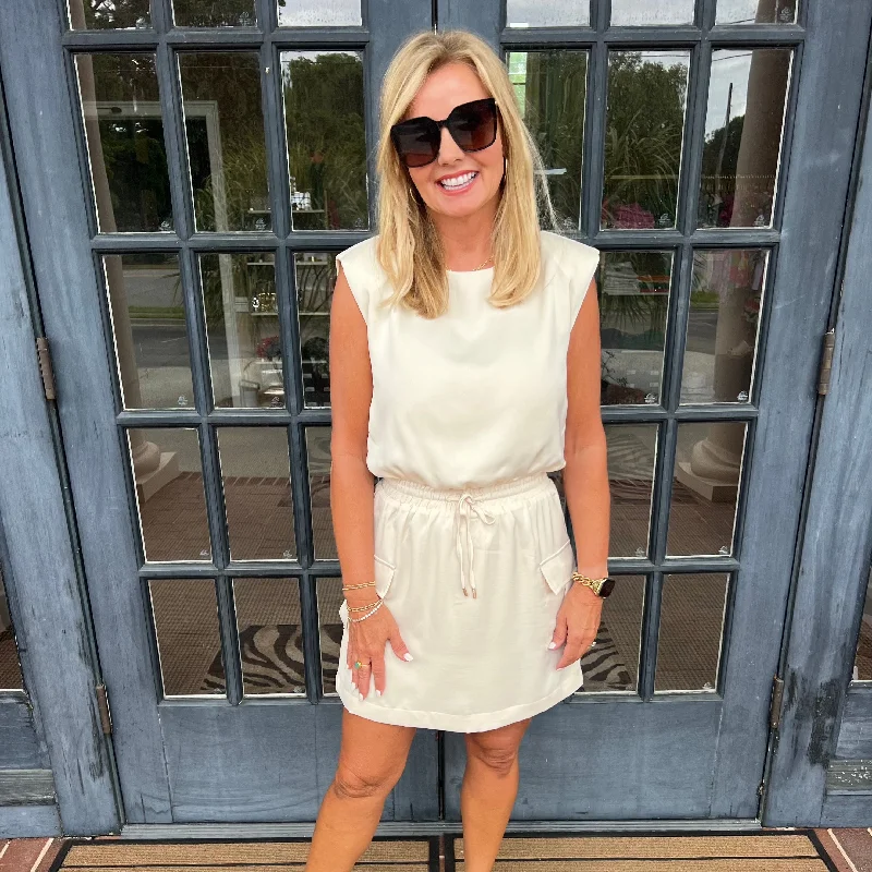Blair Muscle Tee Cargo Dress | Oatmeal Tunics Silk luxurious