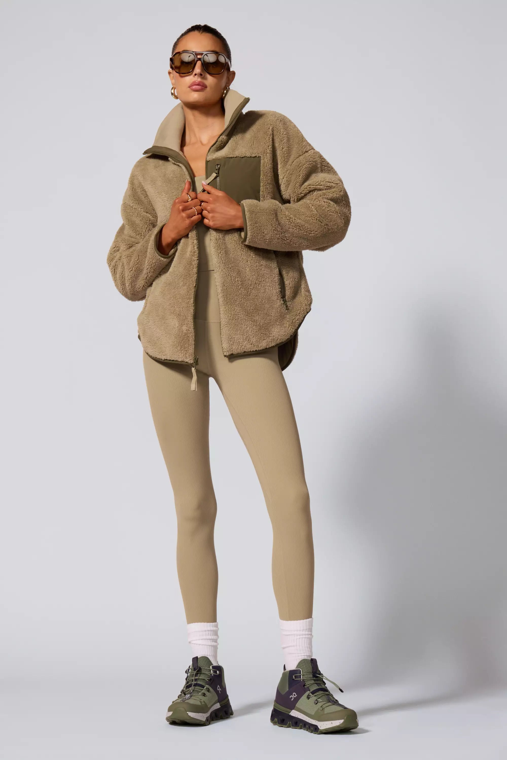 Sherpa Jacket - Silver Sage Fitted Jacket Loose Jacket Oversized Jacket