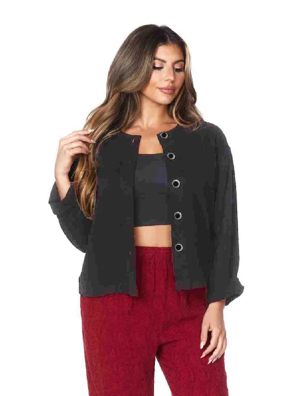 Tianello TENCEL™ L.S. Crop "LENA" Jacket Herringbone Jacket Houndstooth Jacket Plaid Jacket