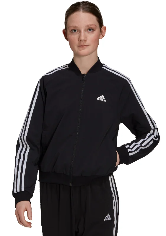 Adidas Womens Essentials 3 Stripes Track Jacket <br> GS1352 Zip Front Button Front Snap Front
