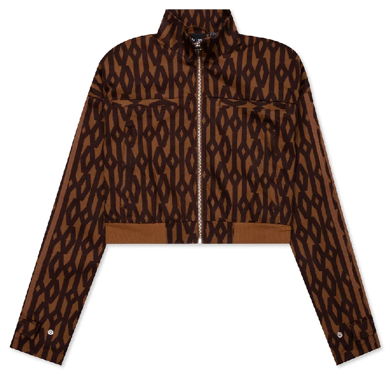 Adidas Originals x Ivy Park Crop Monogram Jacket - Wild Brown/Night Red Jacket Blazer Coat