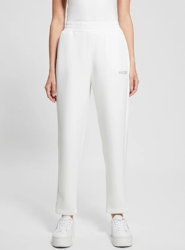White Cecilia Scuba Pants Slim Fit Casual Pants