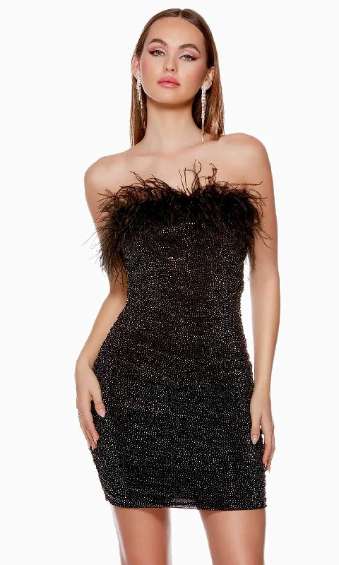 Alyce Paris 4728 - Feathered Ruche Homecoming Dress Shift Classic Vintage