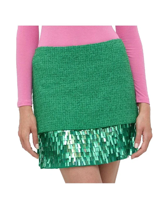 PINKO  Love Mini Skirt - Green Sequined Skirt denim skirt durable