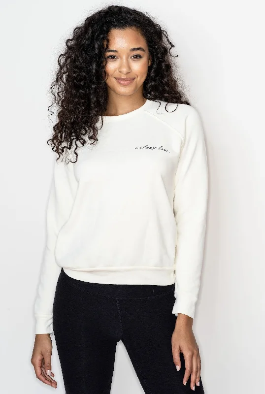 'I Choose Love' Cozy Fleece Sweatshirt - Moon Hoodie with Slim Fit Tailored Modern