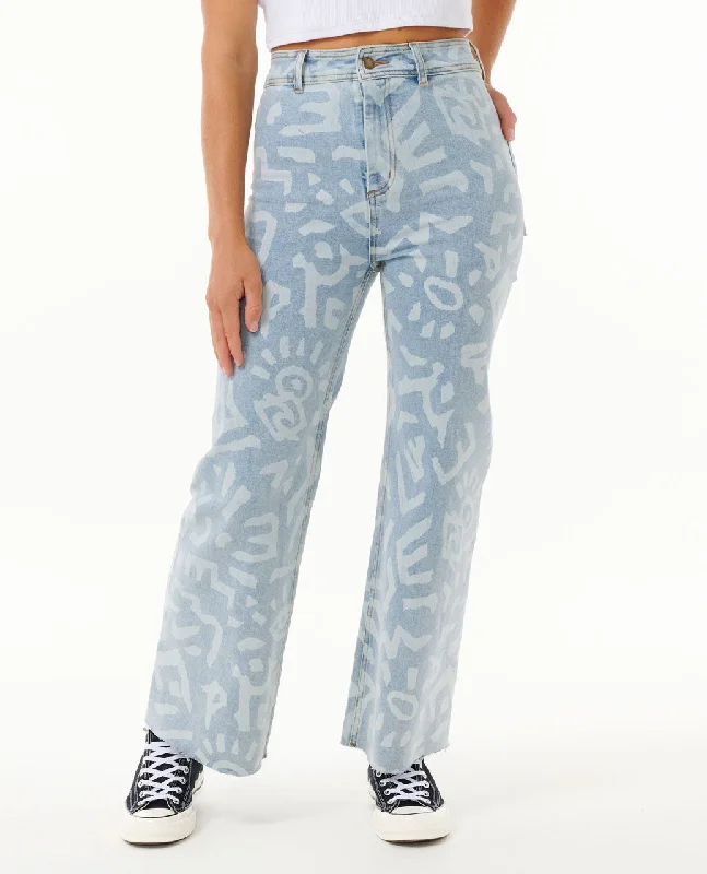 The Search Denim Holiday Denim Pant - Light Blue High-Waist Yoga Pants