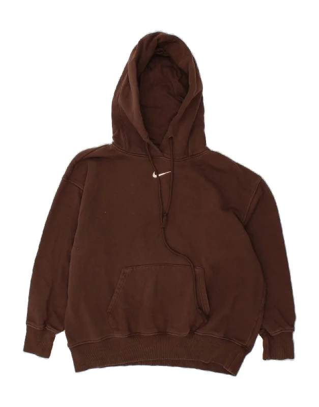 NIKE Womens Oversized Hoodie Jumper UK 10 Small Brown Hoodie with Magnetic Closure Innovative Modern