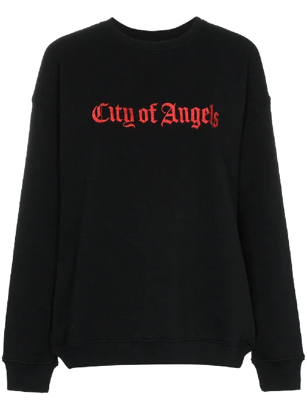 City of Angels embroidered cotton sweatshirt Hoodie with Rhinestones Sparkly Elegant
