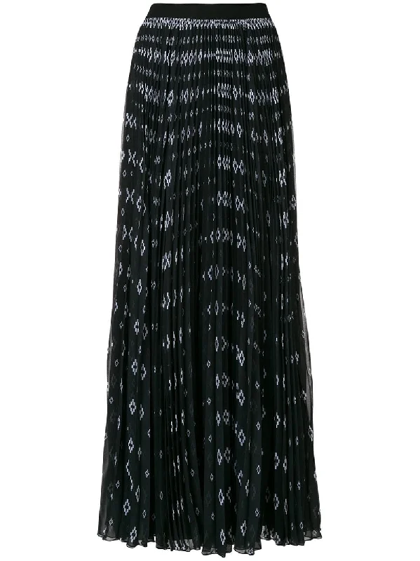 printed pleated maxi skirt vintage skirt charm
