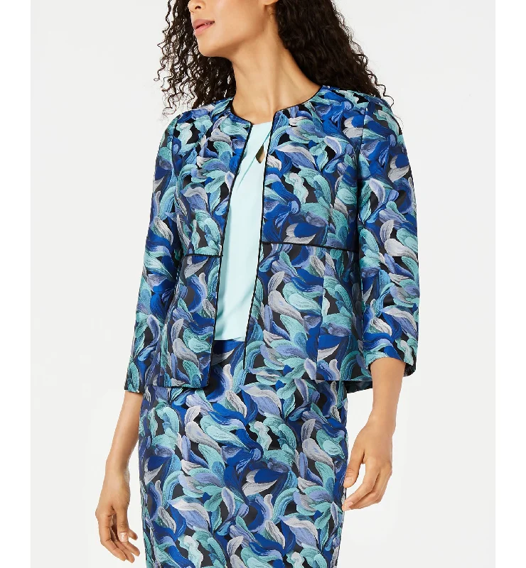 Kasper Petite Jacquard Flyaway Jacket Herringbone Jacket Checkered Jacket Solid Jacket