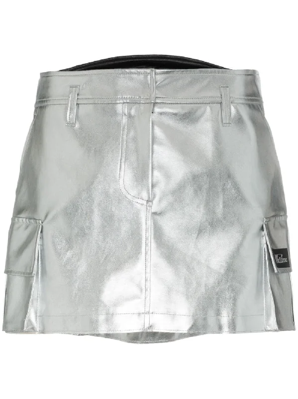 side pocket utility mini skirt silk skirt sleek