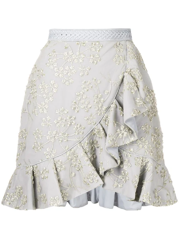 asymmetric frill skirt silk skirt smooth