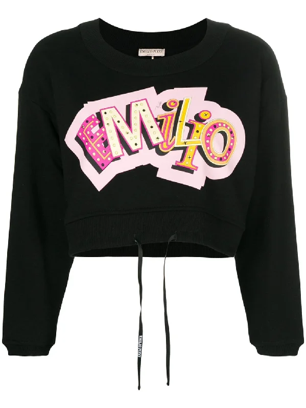printed crop sweatshirt Hoodie with Reflective Safety Nightwear
