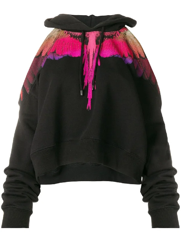 Wings cropped hoodie Hoodie with Hem Lace Feminine Delicate