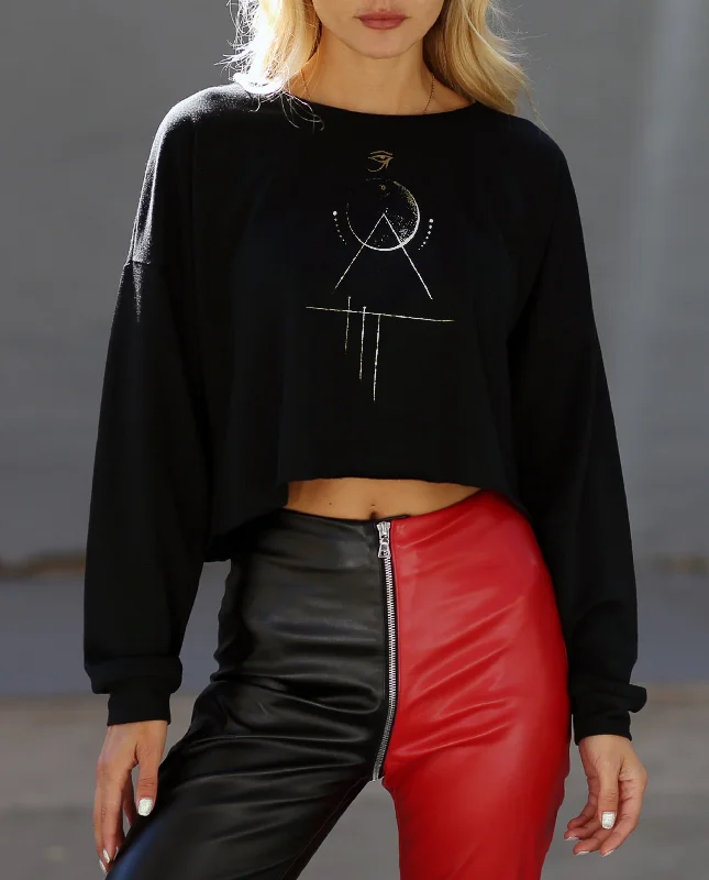 Omni Midcrop Sweatshirt Hoodie with Hem Patch Decorative Personalized