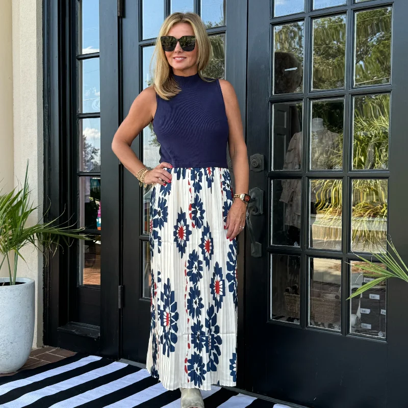 Lynn Dress | Navy with multi skirt Tunics Chinos classic