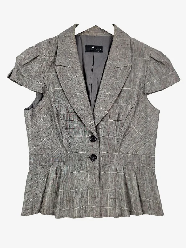 Cue Short Sleeve Tailored Jacket Size 14 Oversized Jacket Tailored Jacket Straight Jacket