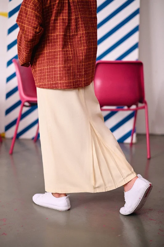 The Dulu Kita Fan Pleats Skirt - Cream spandex blend skirt