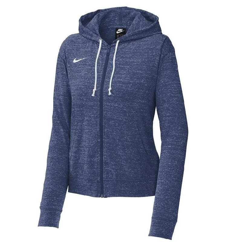 Nike - Women's Gym Vintage Full-Zip Hoodie Hoodie with Drawstring Waist Adjustable Fitted