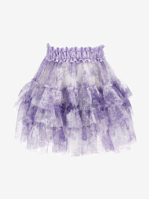 Monnalisa Girls Monochrome Tulle Skirt in Purple relaxed fit skirt