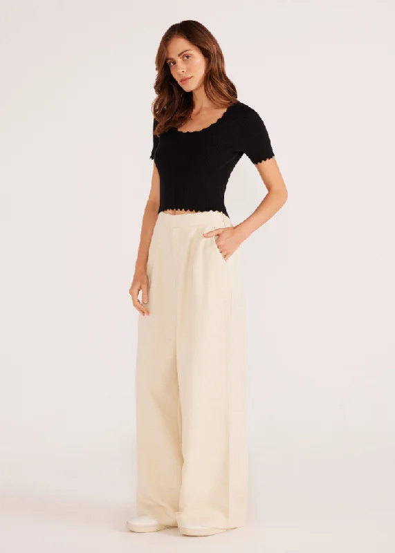 MINKPINK Everly Wide Leg Pants- Crema ***FINAL SALE*** Casual Lounge Pants