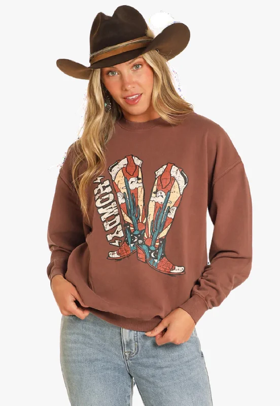 Rock and Roll Womens Howdy Oversized Sweatshirt Hoodie with High Neck Warm Protective
