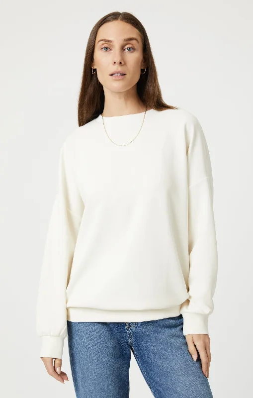 SWEATSHIRT IN ANTIQUE WHITE Hoodie with Metallic Shiny Futuristic
