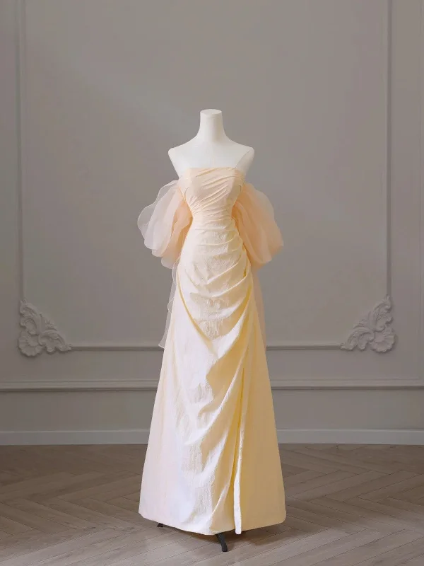A-line Champagne Scoop Lace-up Party Dress, Champagne Long Prom Dress Tunics Recommended stylist