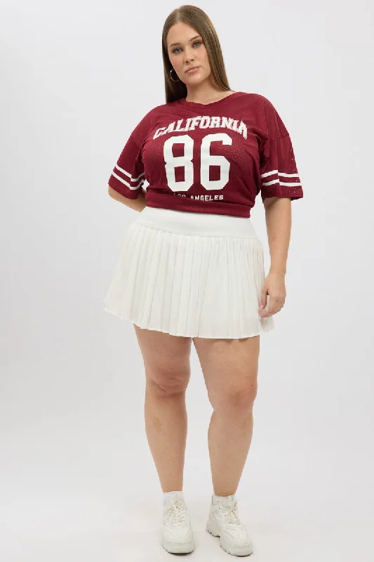 White Pleated Tennis Skirt with Shorts Underneath lace skirt romantic