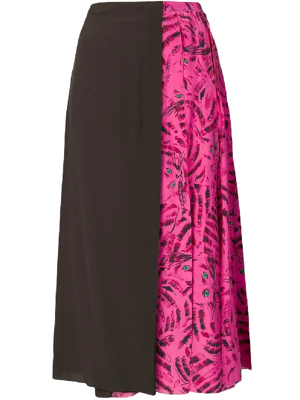 cat printed full skirt cashmere skirt fine