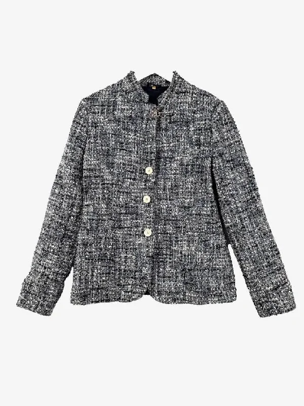 Fay Navy Tweed Silver Fastening Jacket Size 16 Corduroy Jacket Velvet Jacket Brocade Jacket