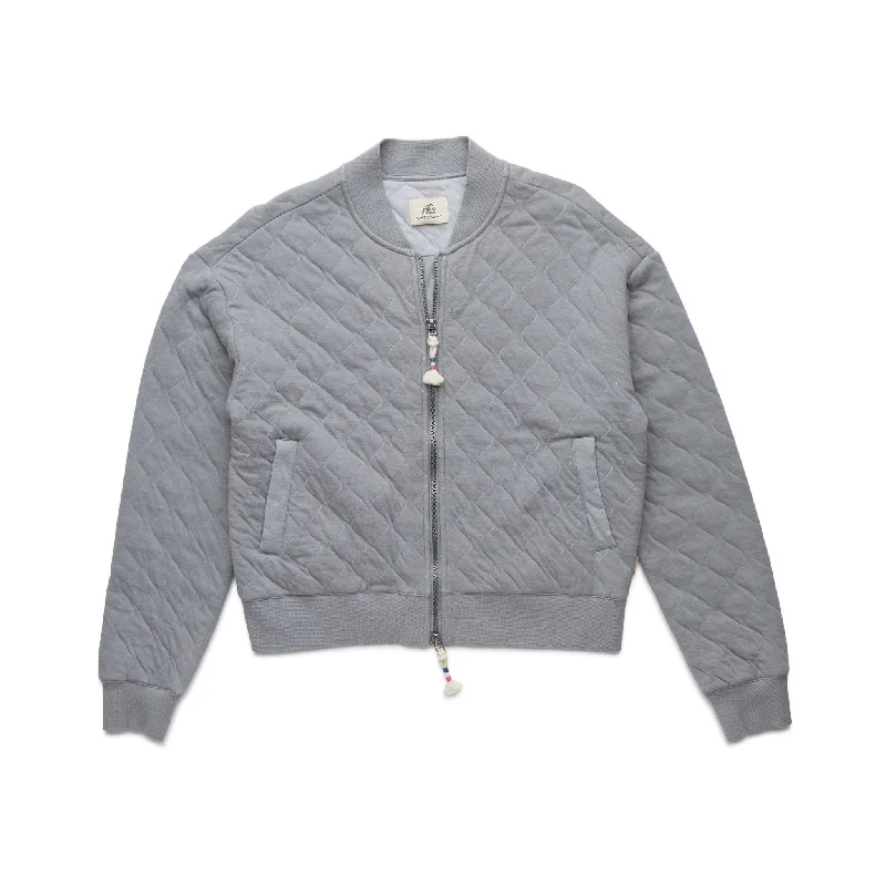 Kara Quilted Zip Jacket - Grey Monument Nylon Fabric Polyester Fabric Spandex Fabric