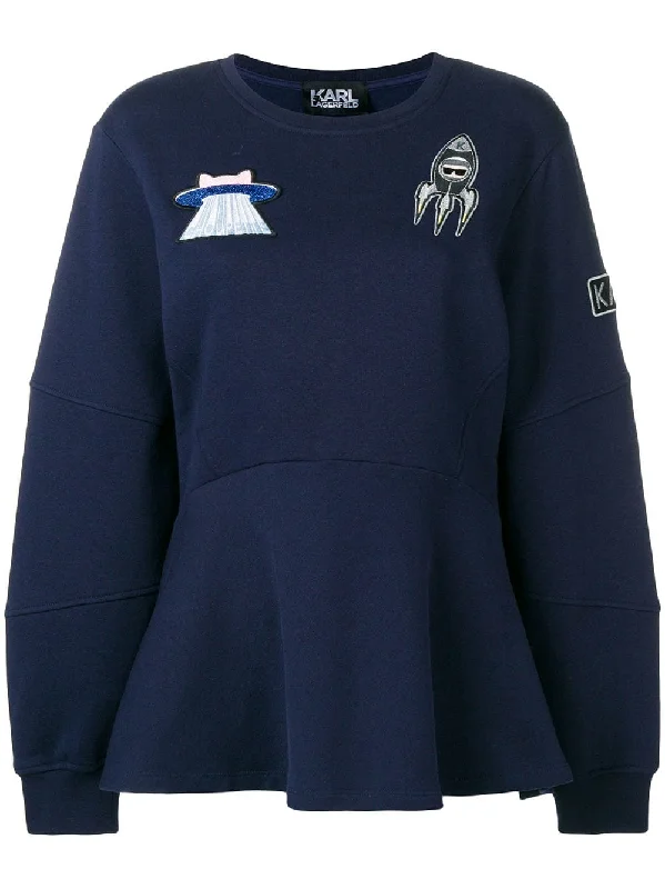 space Karl peplum patch sweatshirt Hoodie with Oversized Fit Loose Comfortable