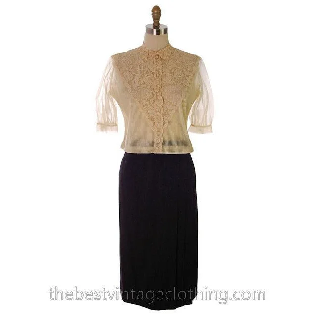 Vintage Black Wool Wrap Skirt Ruth Brooks 28 Waist  Classic velvet skirt luxurious