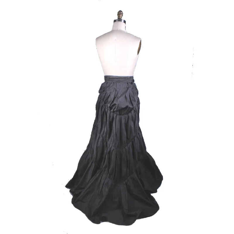 Jukka Rintala Marimekko Vintage Silk Black Bustle Skirt Size S Victorian Look cashmere skirt fine