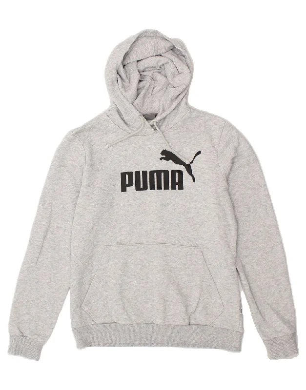 PUMA Womens Graphic Hoodie Jumper UK 12 Medium Grey Cotton Hoodie with Ribbed Cuffs Snug Fit Comfort