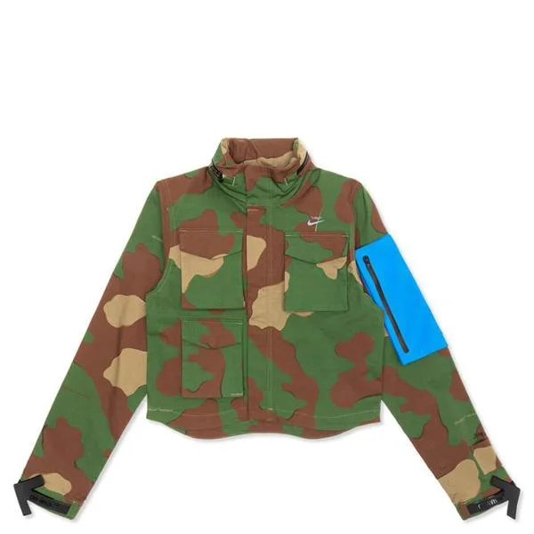 Nike x Off-White Women's NRG As Jacket #27 AOP 2 - Palm Green Snapped Jacket Toggled Jacket Drawstring Jacket