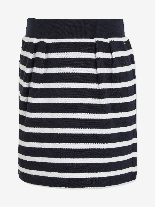 Tommy Hilfiger Girls Striped Skirt in Navy high waist skirt