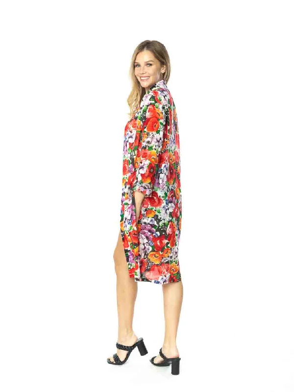 Tianello Sueded CUPRO™  Print "Royal Bouquet" Long "SELENA"  Duster Jacket Belted Jacket Elasticated Jacket Padded Jacket