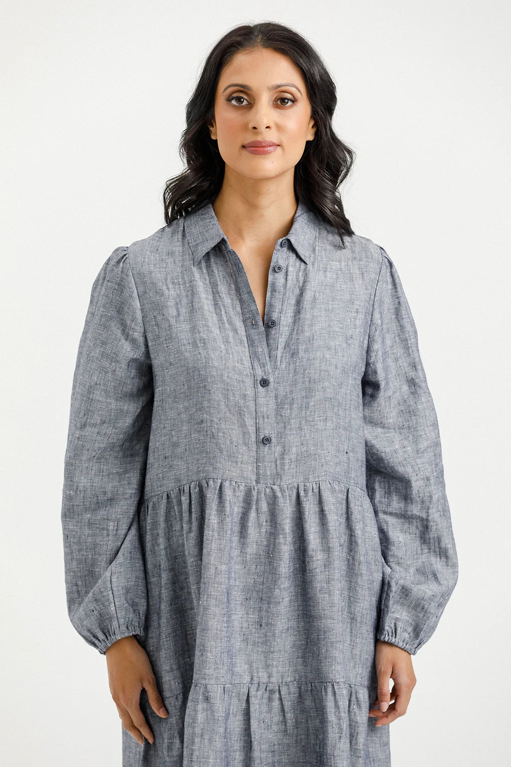 Long Sleeve Khloe Dress- Grey Tunics Solid Classic