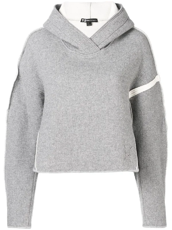 oversize spacer wool cropped-hoodie Hoodie with Double Zipper Versatile Adjustable