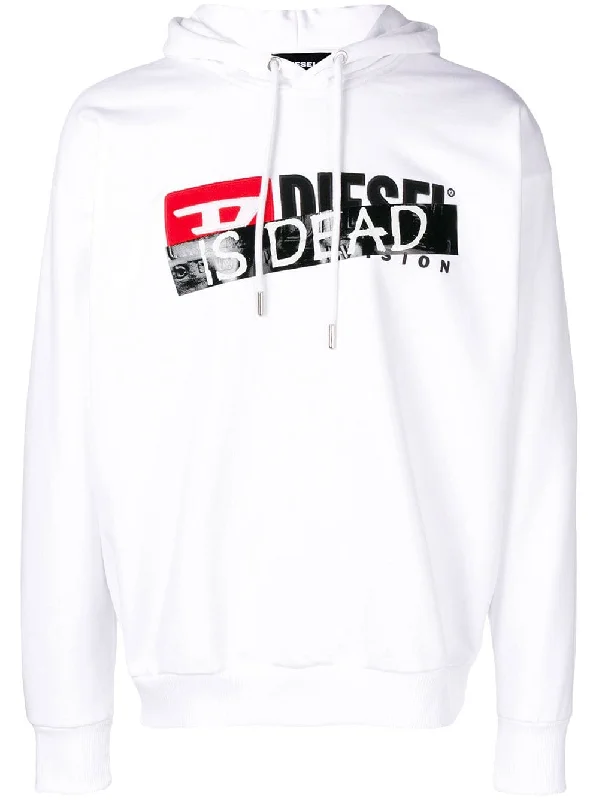 Is dead' print hoodie Hoodie with Raglan Sleeves Sporty Comfortable