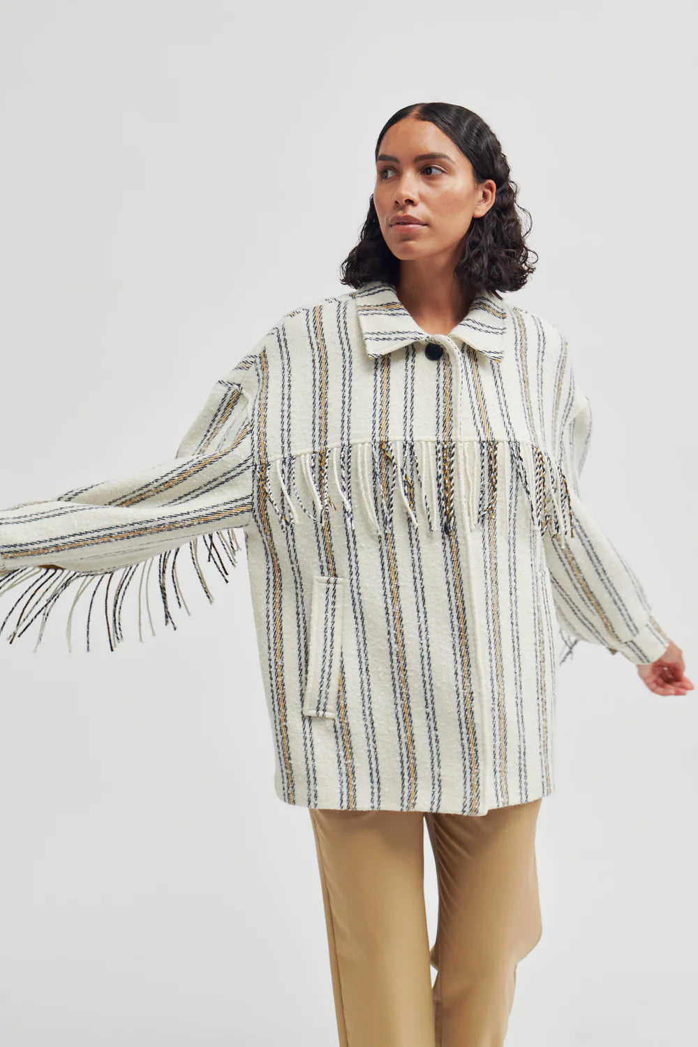 Second Female Zora Jacket in Woodthrush Wool Fabric Cashmere Fabric Tweed Fabric