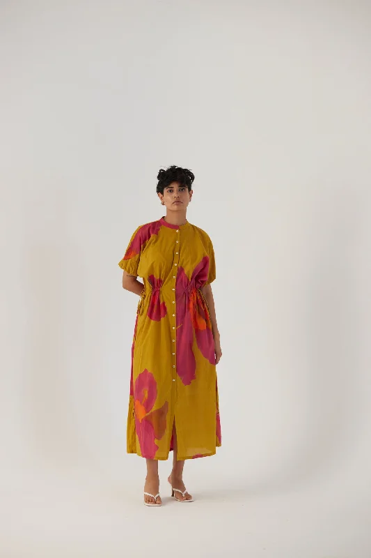 Pink Poppies Side Tie-Up Dress Tunics Sophisticated sleek